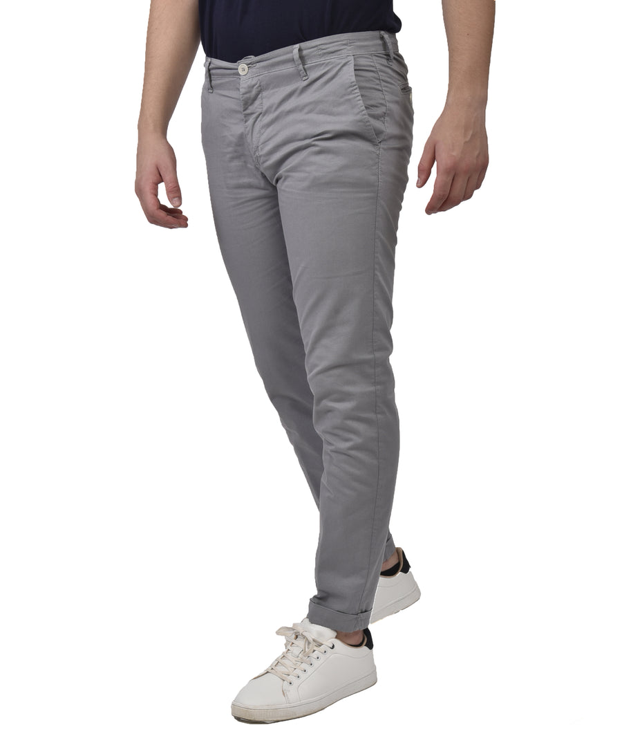Pantalone rigatino in cotone estivo VP, colore grigio