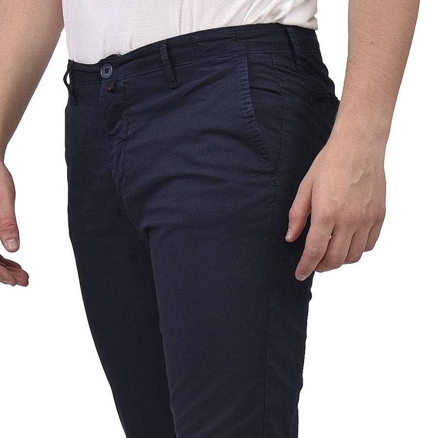 Pantalone cotone estivo in gabardina elasticizzata VP, colore blu
