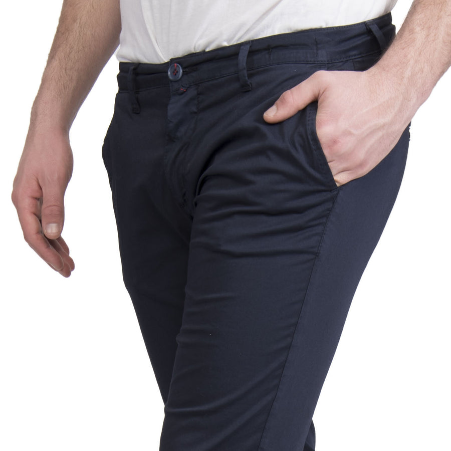Pantalone cotone elasticizzato blu scuro