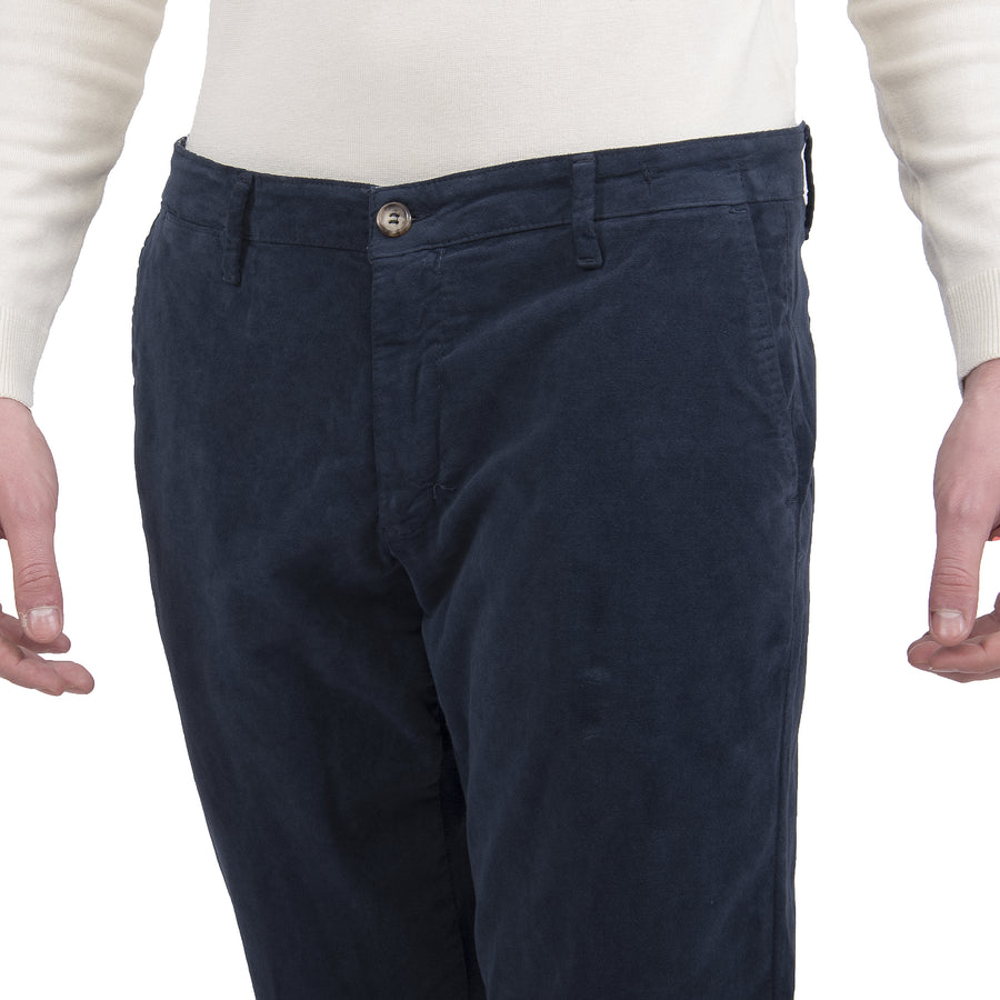 Pantalone in fustagno VP, slim elasticizzato, colore indaco