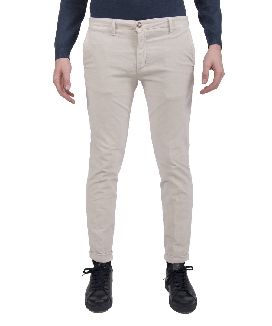 Pantalone in fustagno VP, slim elasticizzato, colore ghiaccio