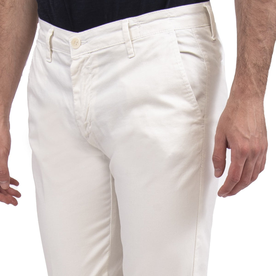 Pantalone cotone estivo elasticizzato VP, microstruttura, colore bianco
