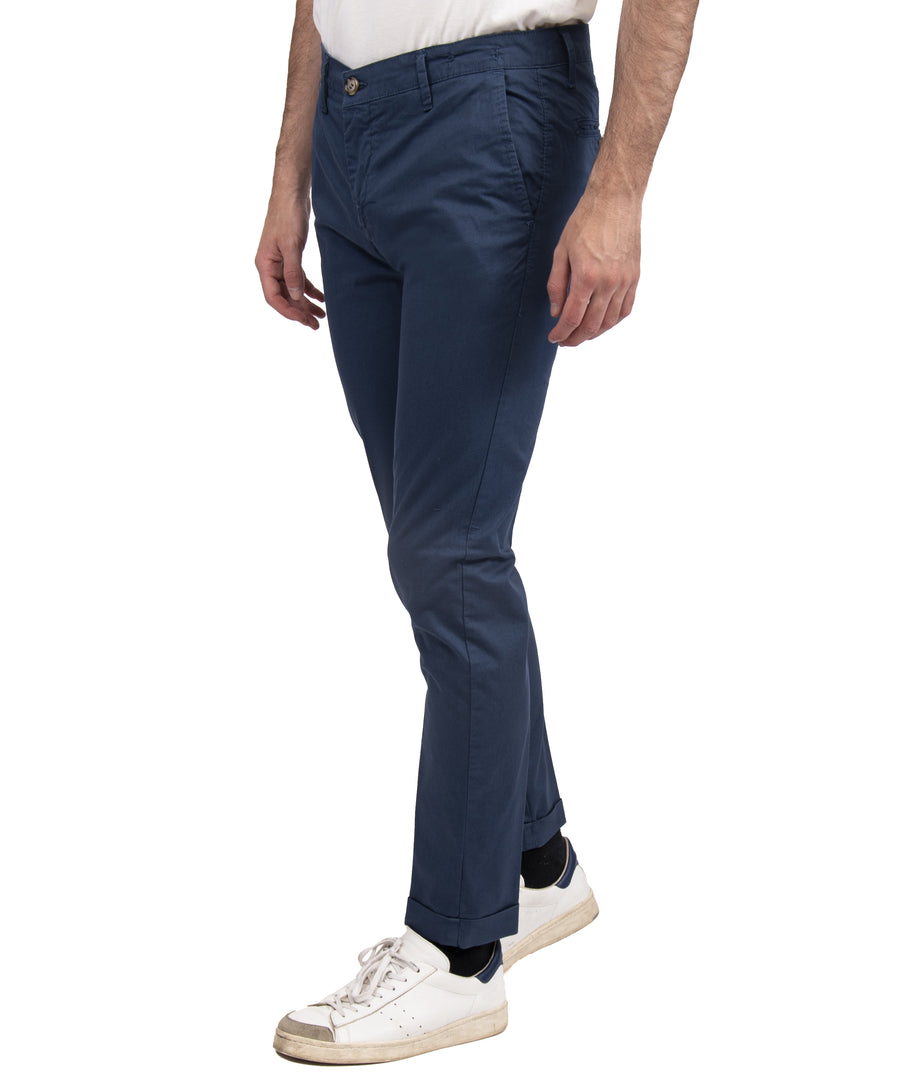 Pantalone cotone estivo elasticizzato VP, microfantasia, colore azzurro