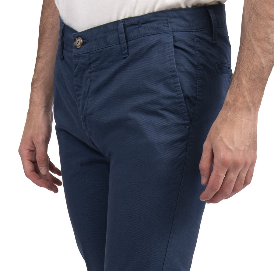 Pantalone cotone estivo elasticizzato VP, microfantasia, colore azzurro