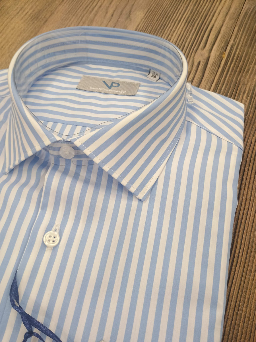 Camicia in Cotone VP, riga celeste