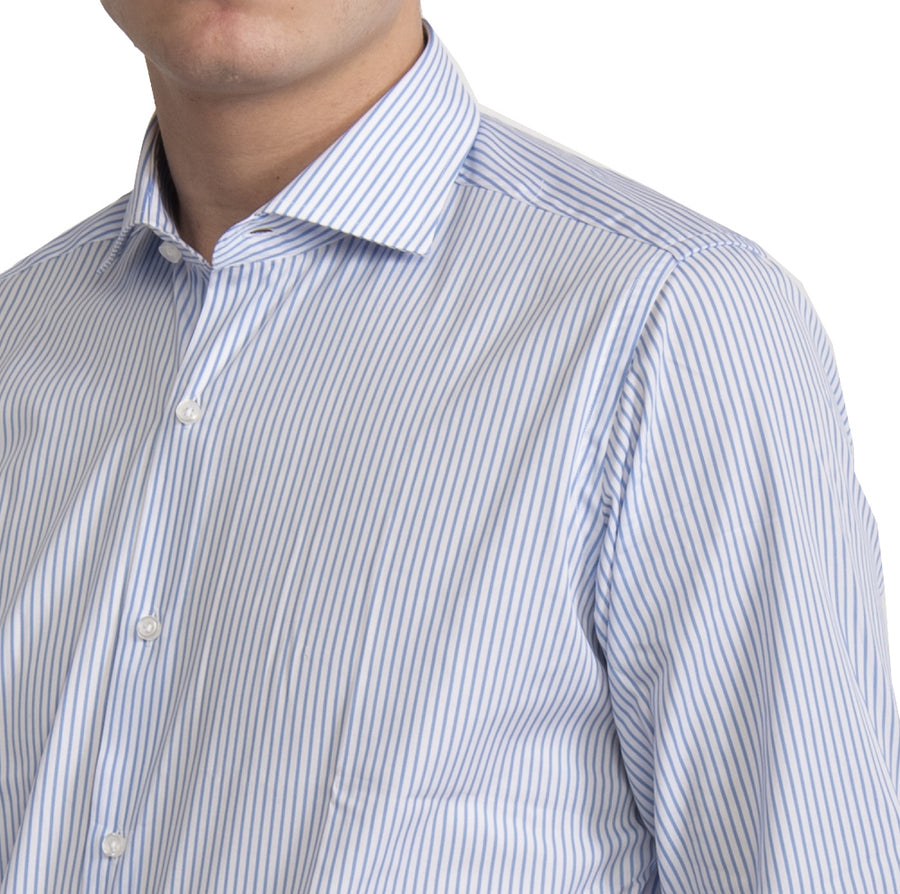 Camicia cotone riga celeste VP