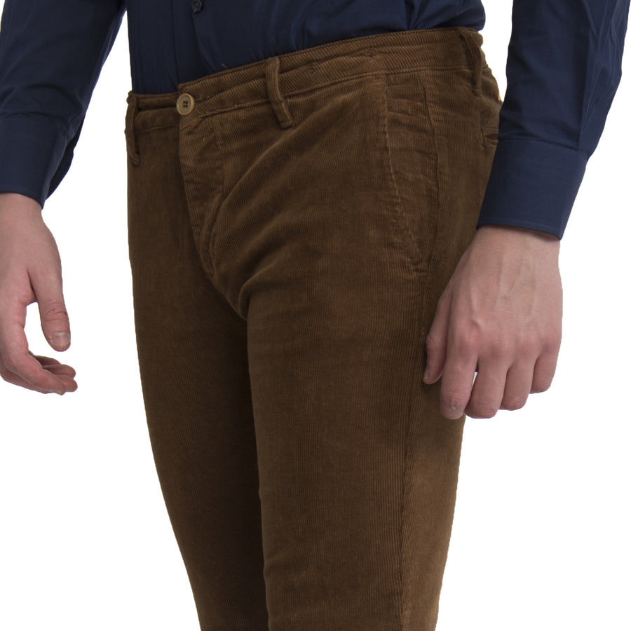 Pantalone in Velluto elasticizzato VP, Made in Italy, colore cuoio