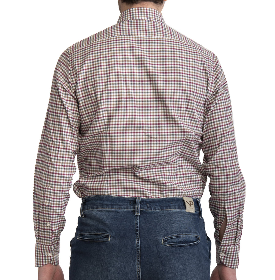 Camicia quadri in flanella VP colore rosso/marrone/bianco