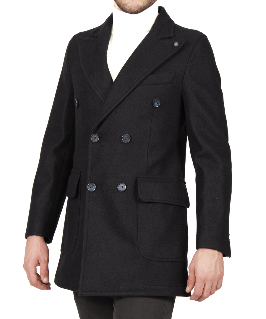 Cappotto VP411 doppiopetto blu petto a lancia
