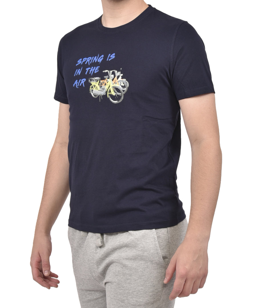 T-Shirt VP blu con stampa colorata Motorino
