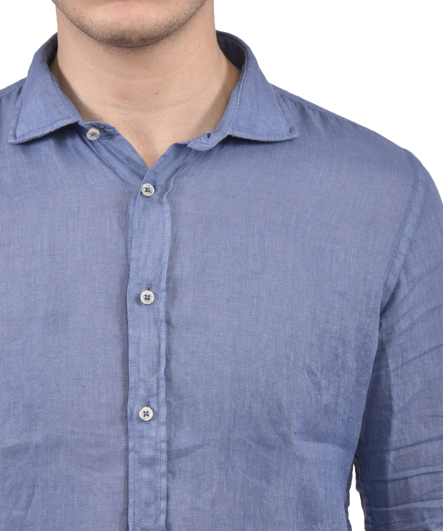 Camicia in puro Lino VP Italian Brand, colore azzurro