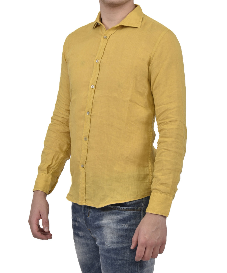 Camicia in puro Lino VP Italian Brand, colore Senape