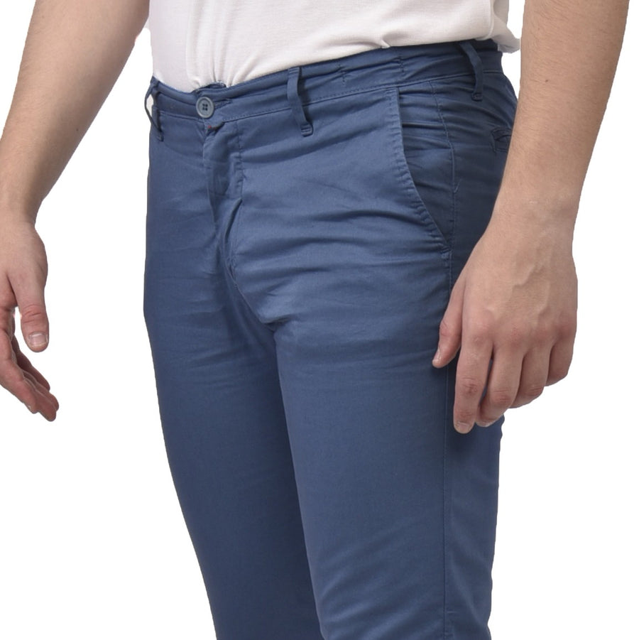 Pantalone cotone estivo in gabardina elasticizzata VP, colore avio