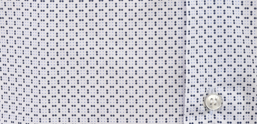 Camicia bianca con microfantasia blu/celeste VP in Cotone