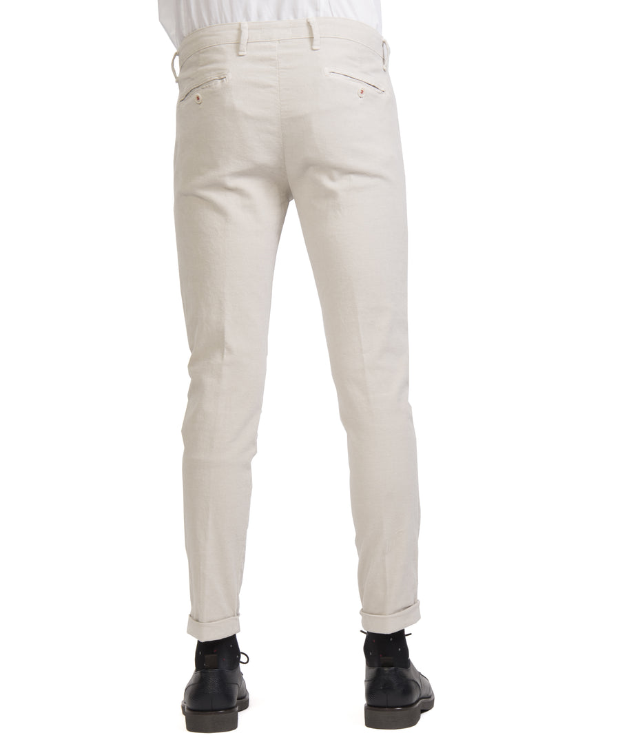 Pantalone D114920T velluto elasticizzato costa sottile: beige