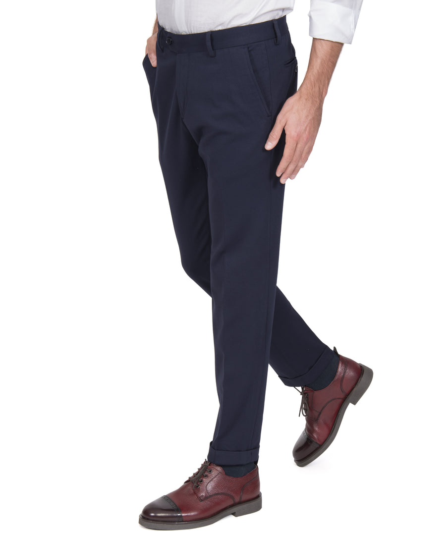 Pantalone D114957T slim in jersey elasticizzato : blu