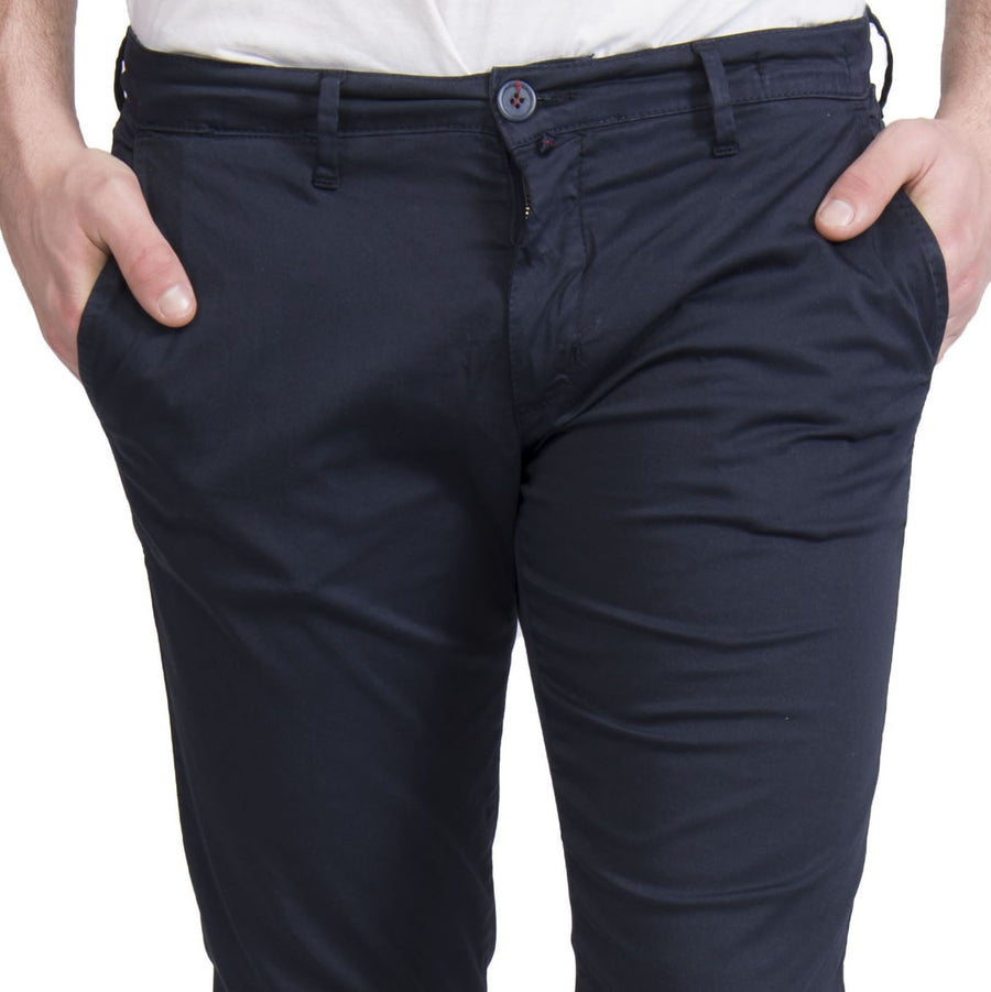Pantalone cotone elasticizzato blu scuro