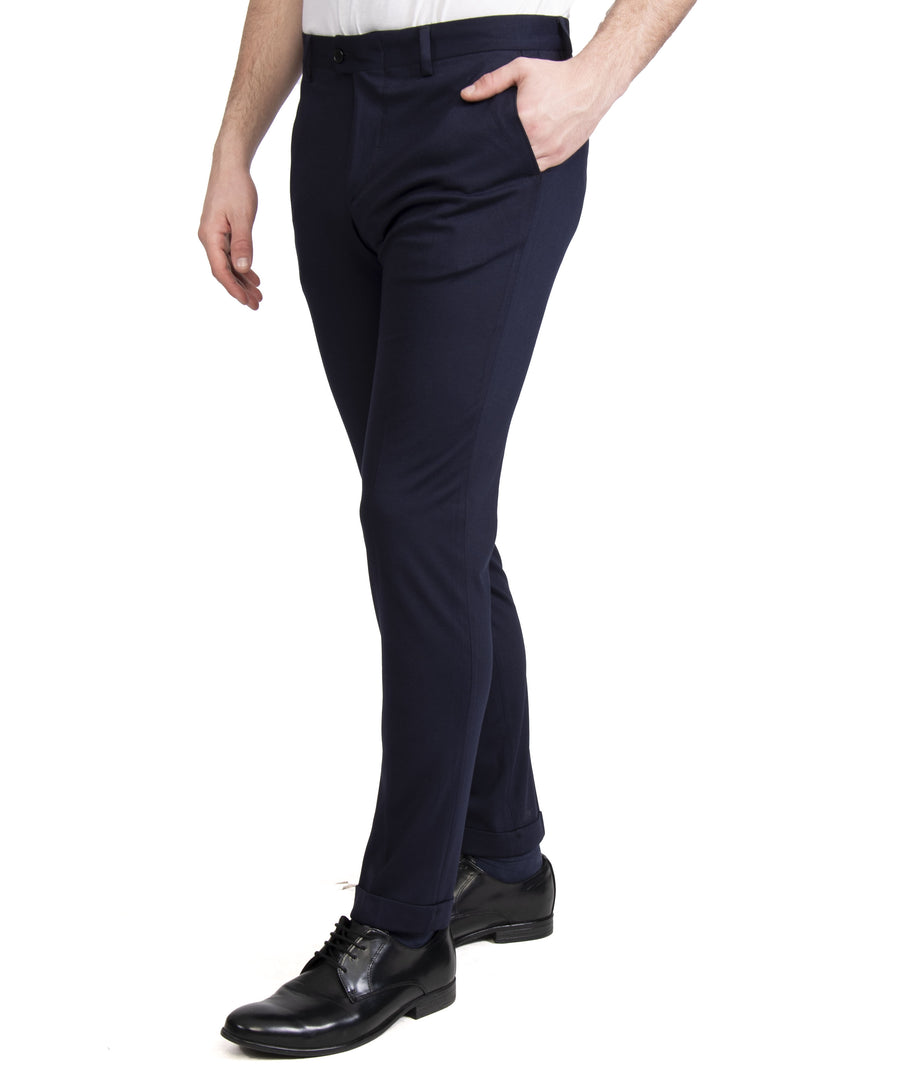 Pantalone D114059U slim in jersey blu