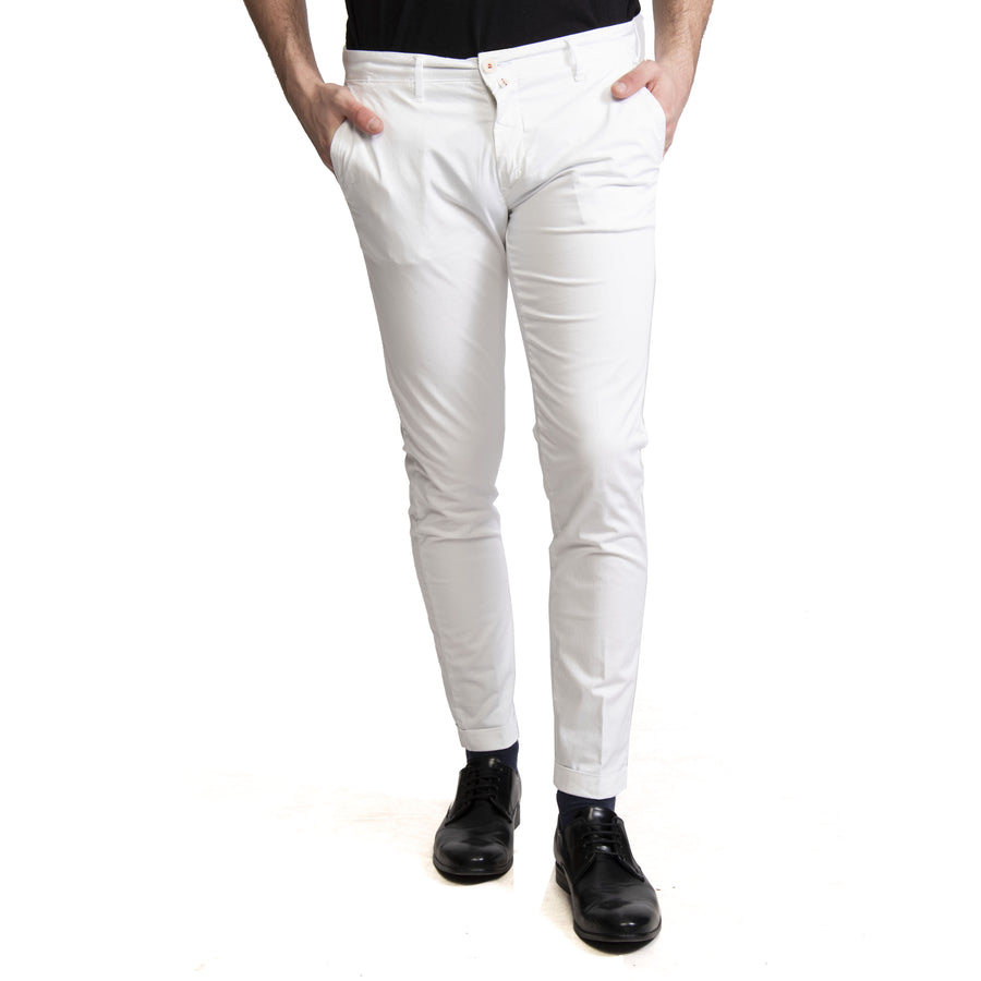 Pantalone D114002U cotone elasticizzato bianco