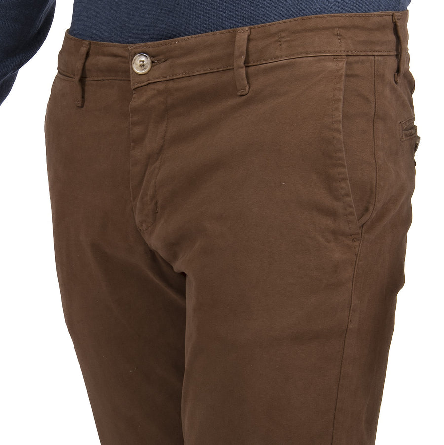 Pantalone in cotone invernale VP, slim elasticizzato, colore cuoio