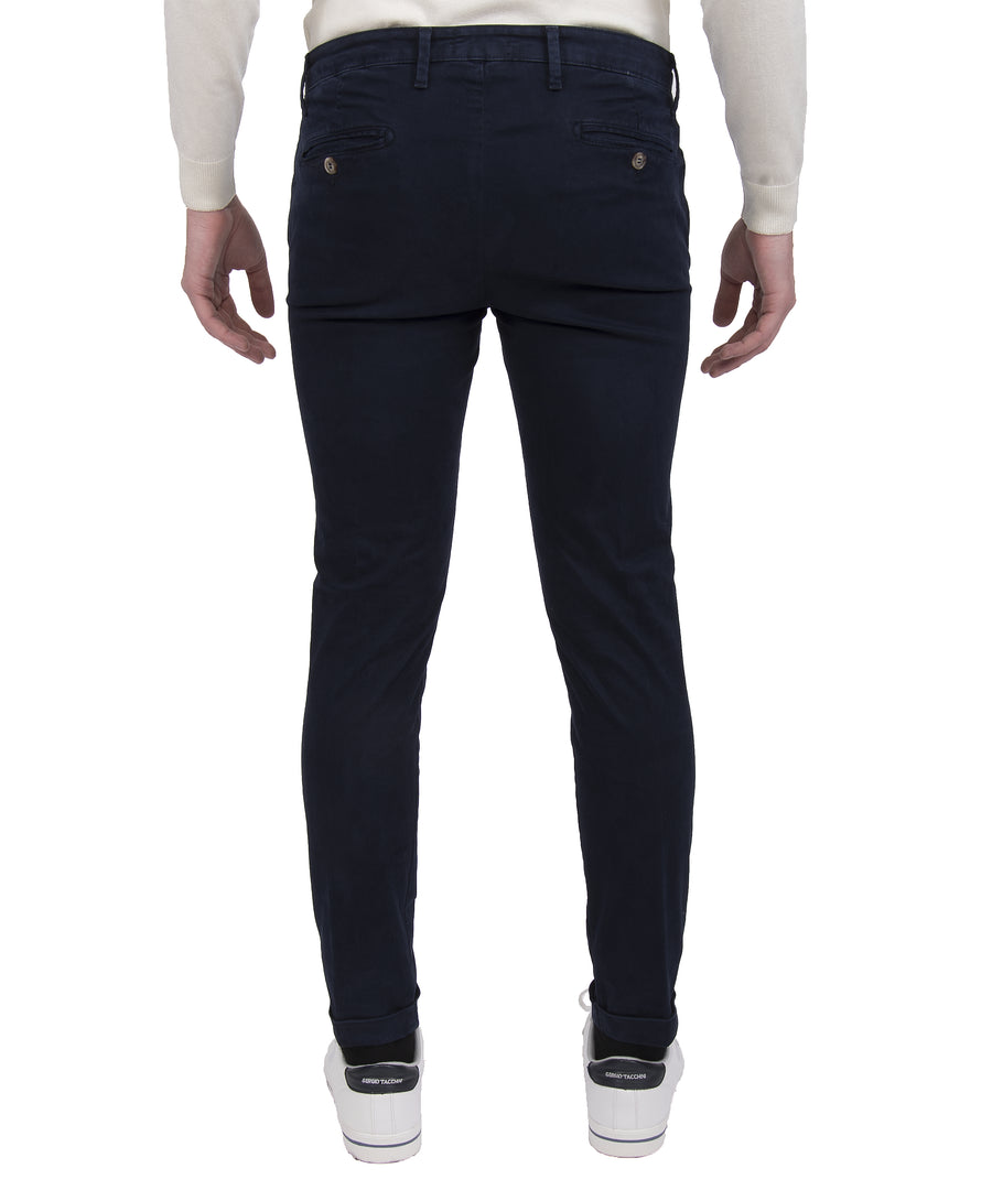 Pantalone in cotone invernale VP, slim elasticizzato, colore blu