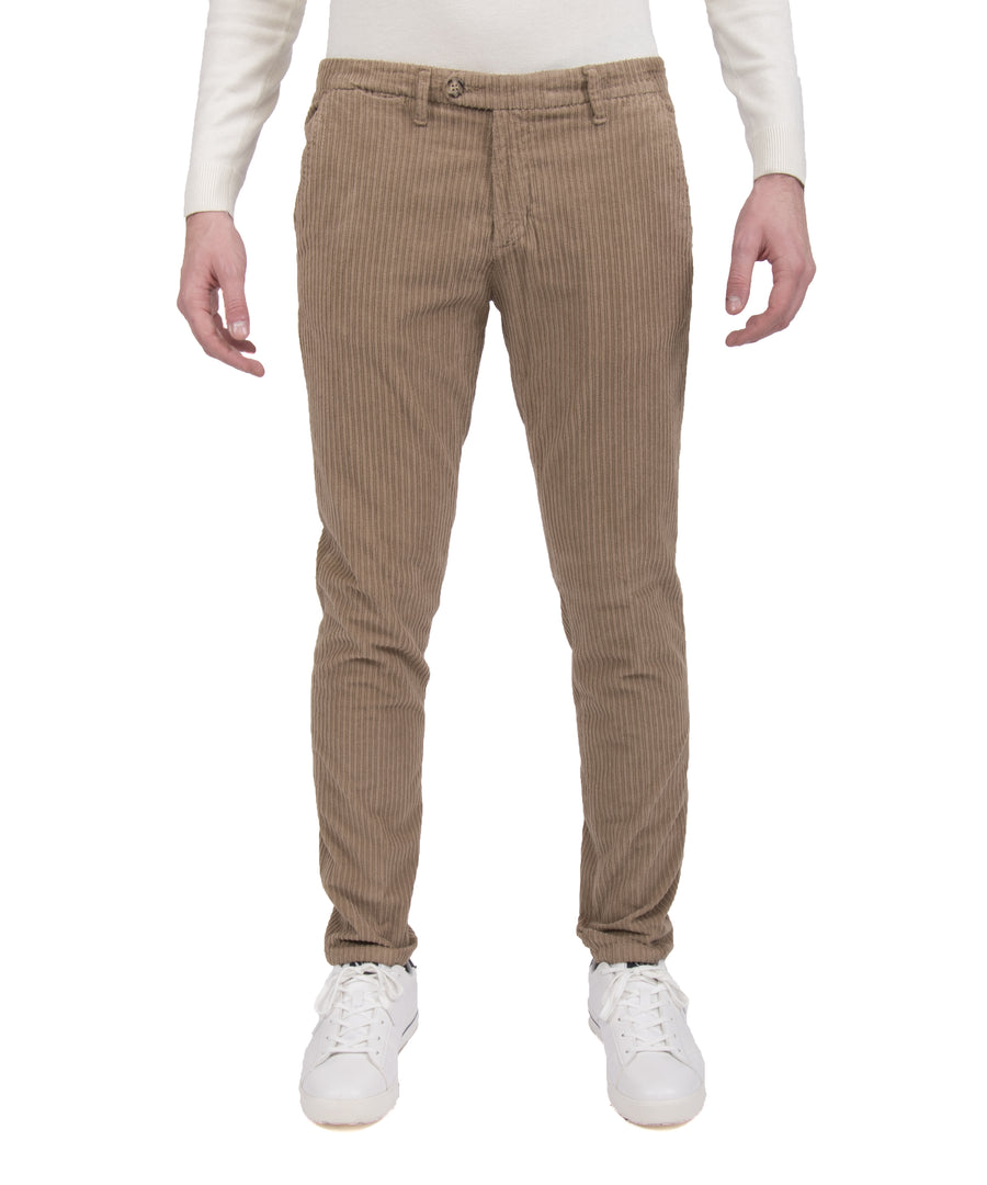 Pantalone in velluto rocciatore VP, slim elasticizzato, colore beige