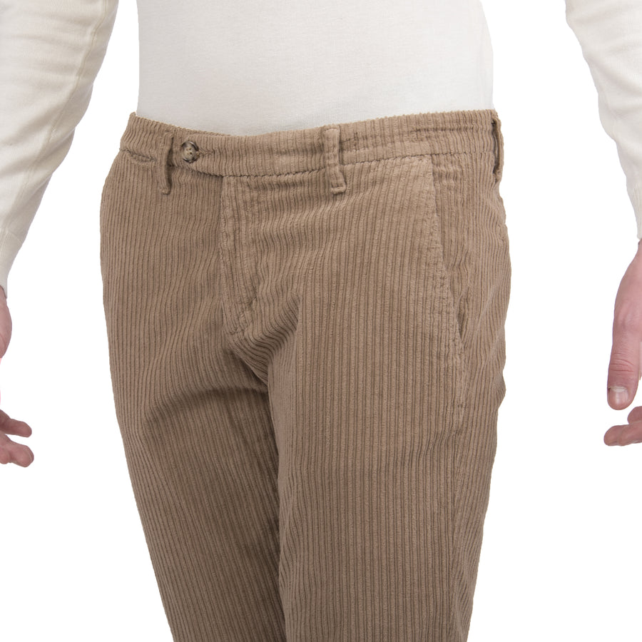 Pantalone in velluto rocciatore VP, slim elasticizzato, colore beige