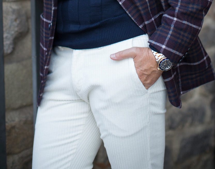 Pantalone D116263T in velluto rocciatore bianco