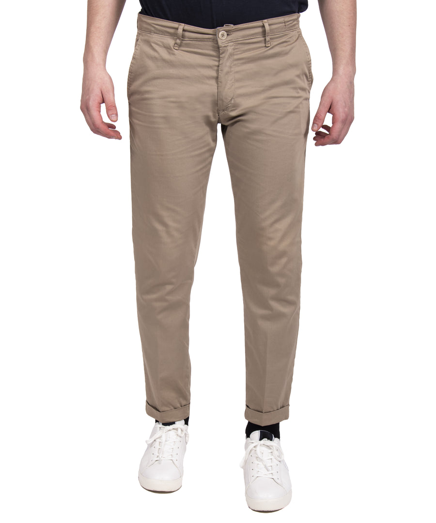 Pantalone cotone estivo in raso elasticizzato VP, colore beige