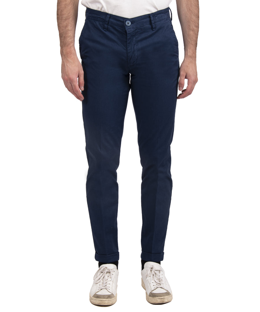 Pantalone cotone estivo elasticizzato VP, microstruttura, colore azzurro