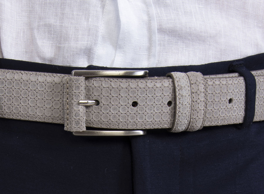 Cintura D117453U in pelle grigio chiaro microfantasia