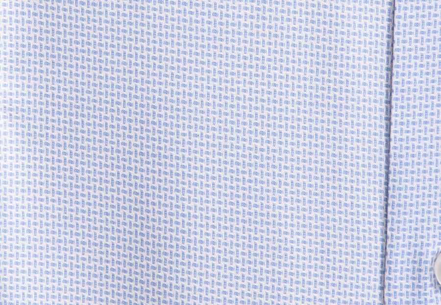 Camicia microfantasia celeste/bianca VP in Cotone